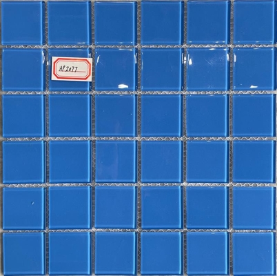 주문 수영장용 48x48mm 블루 글래스 모자이크 타일 300x300mm 온라인 제품