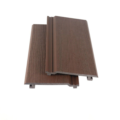 주문 환경 친화적 인 145x20.5mm 브라운 WPC 벽 패널 및 목재 플라스틱 복합 외관 벽판 온라인 제품