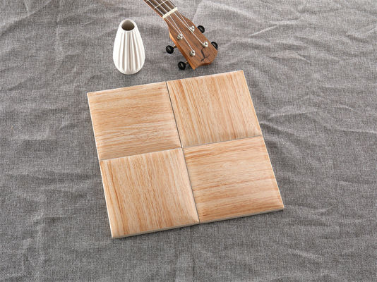 주문 밝은 노란색 나무 곡물 벽 타일 152x152mm 흰색 몸 점토 온라인 제품