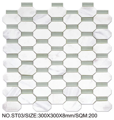 주문 파이어브릭 화이트 300x300mm 천연석 모자이크, 재건축 및 수영장용 온라인 제품