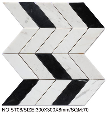 주문 내마모성 300x300mm 백색 및 흑색 천연석 모자이크 (욕실 및 수영장용) 온라인 제품