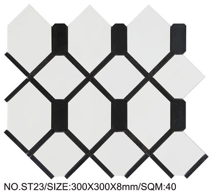 주문 흰색과 검은색 안티 슬리프 300x300mm 천연 돌 모자이크 온라인 제품
