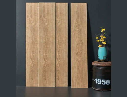 주문 250x1500mm 크림색 나무 무늬 포세린 타일 9.5mm 두께 온라인 제품