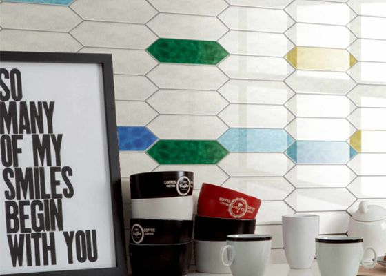 주문 반짝이는 3D 잉크젯 세라믹 벽돌 타일 75x300mm 현대 디자인 온라인 제품