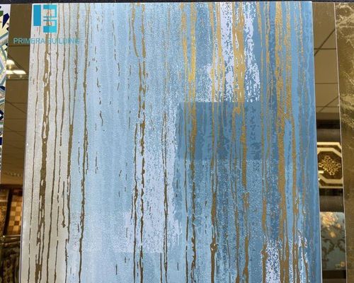 주문 600x600mm 미끄럼 방지 블루 골드 라인 포세린 바닥 타일 온라인 제품