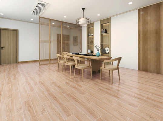 침실 15*90cm 아파트 플로어 벽 세라믹 타일 장식 0.95 센티미터 동안 ISO9001 나무로 된 자기질타일 카키색 복지 스트립