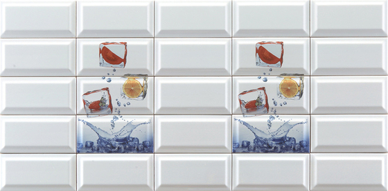 모던 화이트 바디 토마토 레몬 서브웨이 타일 225x152mm