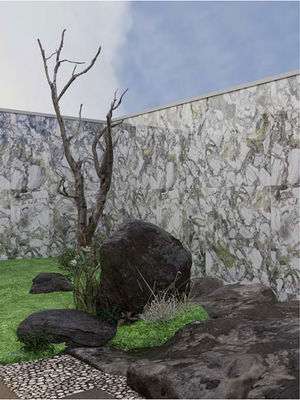 에메랄드 유리 외관 돌 타일 600x1200mm 평면