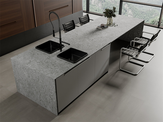 밝은 회색 1600x3200mm 매트 소결 석재 슬래브