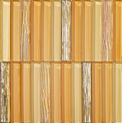 스크래치 방지 및 방수 옐로우 300x300mm 벽 유리 모자이크 (욕실 및 사무실용)