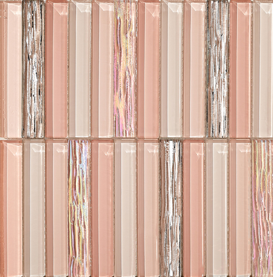 반 슬리프 및 내구성 300x300mm 밝은 분홍색 내부 벽 유리 모자이크 호텔 및 발코니