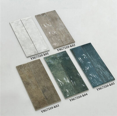 스크래치 저항 베이지 75x300mm 반짝이는 실내 세라믹 벽 타일 발코니