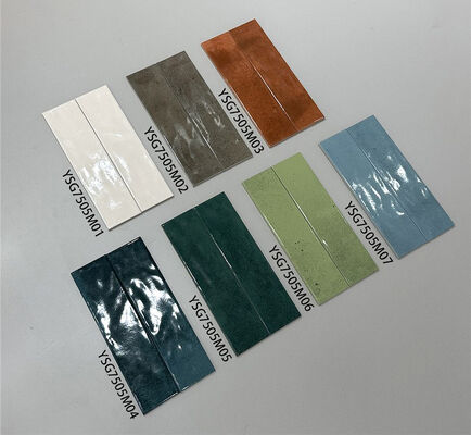 항균성 녹색 75x300mm 반짝이는 내부 세라믹 벽 타일 식사실 및 사무실