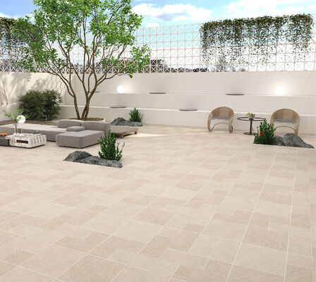 Light Yellow Non-Slip 600x600mm Exterior Floor Ceramic Paving Tile Elegant Design For Garden