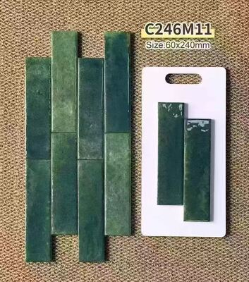 세련된 방습 놀라운 친환경 녹색 파란색 노란색 60x240mm 두께 9mm 광택 실내 장식 벽 타일 식당 및 거실용