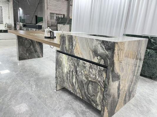 Moisture-proof Wateproof Durable Stain-resistant Elegant Firebrick Luxury Stone Design Countertop 3100x900mm Polished Marble Slabs Island Table for Kitchen and Renovation