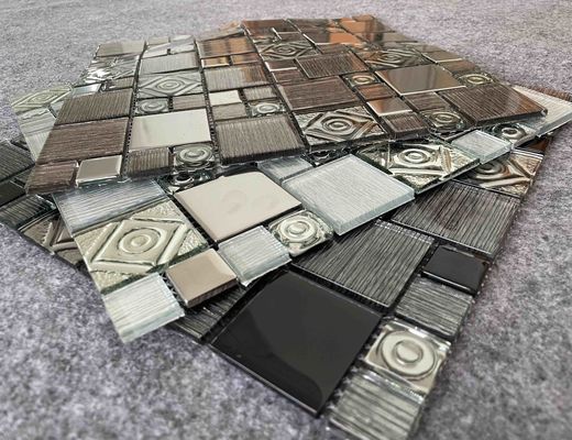 광택 금속박 30X30cm 장식적 모자이크는 케케묵은 금속 합체 명백한 크리스탈 1.36kgs를 타일로 덮습니다
