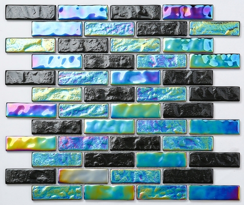 파란색 흰색 광택 점토 모자이크 타일 300x300mm AAA 등급